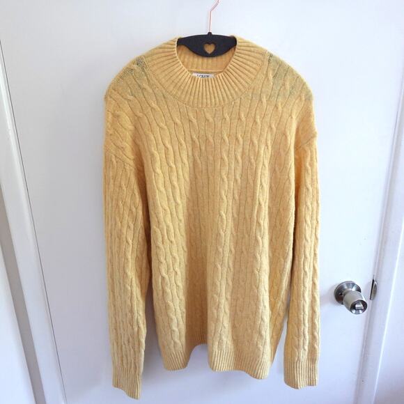 NWT J Crew Factory Cable-knit Mockneck Sweater in Extra-Soft Yarn XL Yellow - Picture 1 of 10